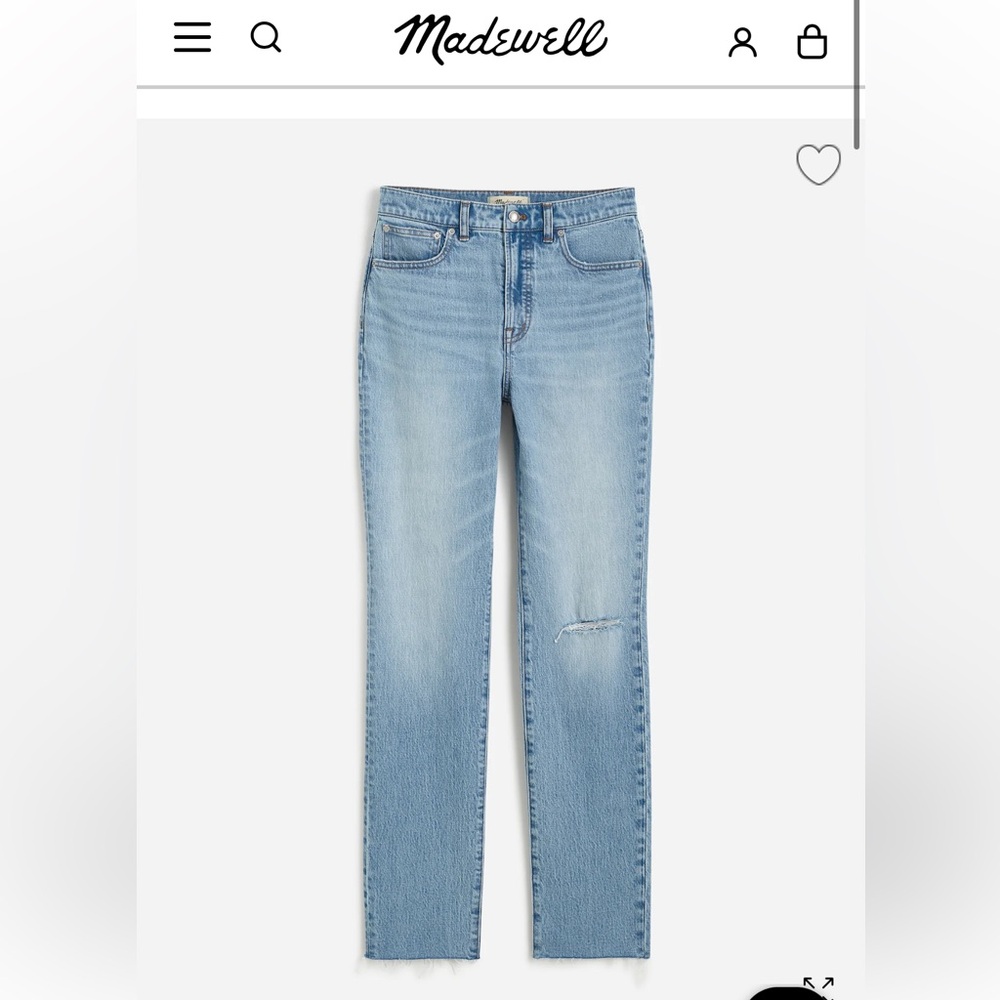Madewell Blue Straight Leg Jeans with Faded Wash- size 26P
